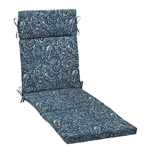 earthFIBER Outdoor Chaise Cushion 21 in. x 29.5 in., Sapphire Blue Ridge Paisley