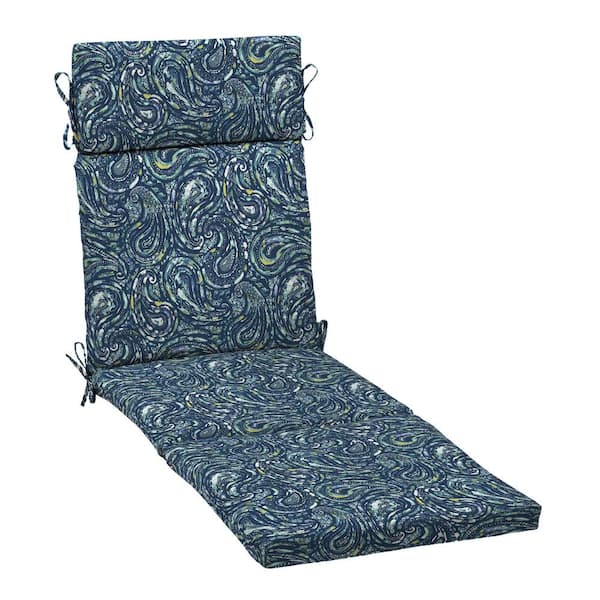 ARDEN SELECTIONS earthFIBER Outdoor Chaise Cushion 21 in. x 29.5 in., Sapphire Blue Ridge Paisley