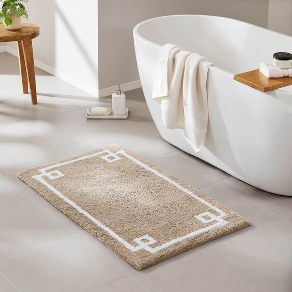 Ethan 24 in. x 40 in. Taupe Tufted Cotton Rectangle Bath Rug