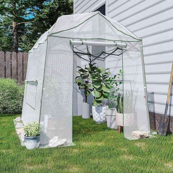 7 ft. W x 8.5 ft. D Portable Greenhouse For Outdoors, White