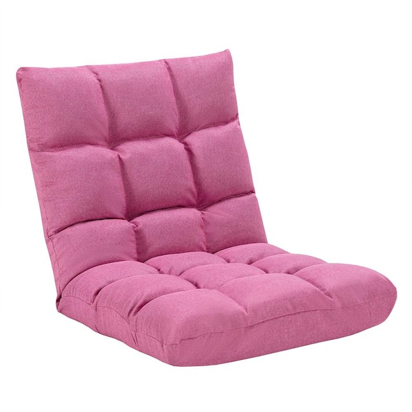 Costway 42 in. x 21 in. x 4 in. Pink Cotton and Linen Fabric Size Sofa Bed