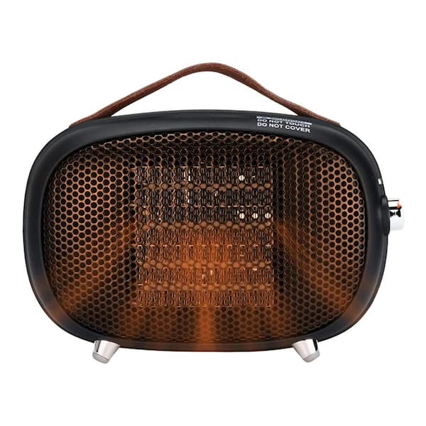 800W Black Indoor Electric Ceramic Space Heater with Tip-Over Overheat Protection and 3 Heat Modes for Office Bedroom