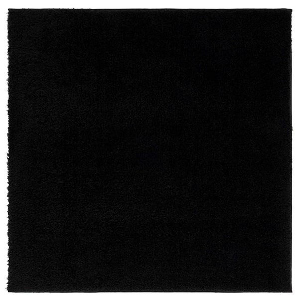 Lindsay Shag 7 ft. x 7 ft. Black Modern Solid Square Area Rug