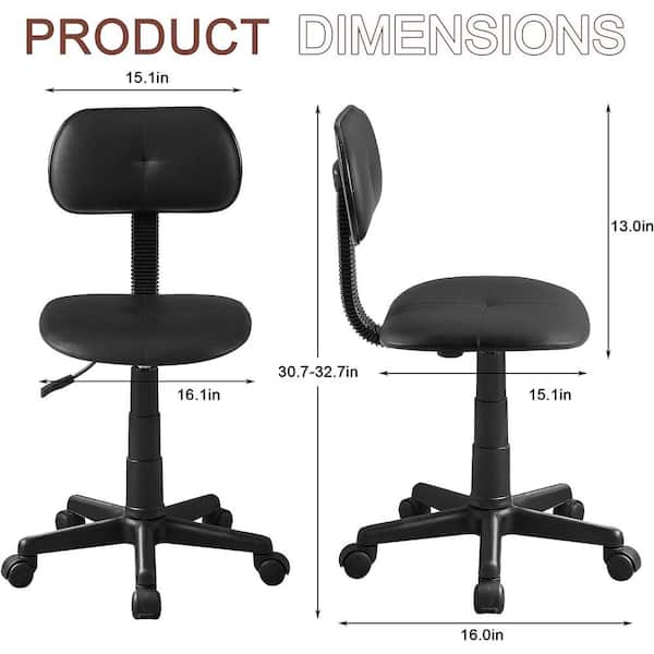 Office Stool Faux Leather Rolling Ergonomic Office Chair in Black Style 3 with Footrest and Wheels