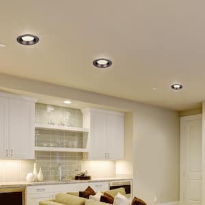 4 in. 3000K Integrated LED Black, Soft White Recessed CEC-T20 Baffle Trim