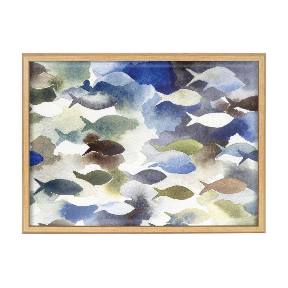 Natural Polystyrene Framed Marine Life Glass Wall Art, 18x24