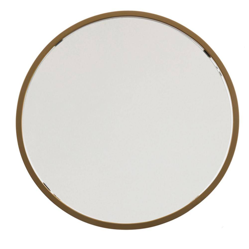 Modern Geometric Gold Metal Round Side Table with Mirrored Top