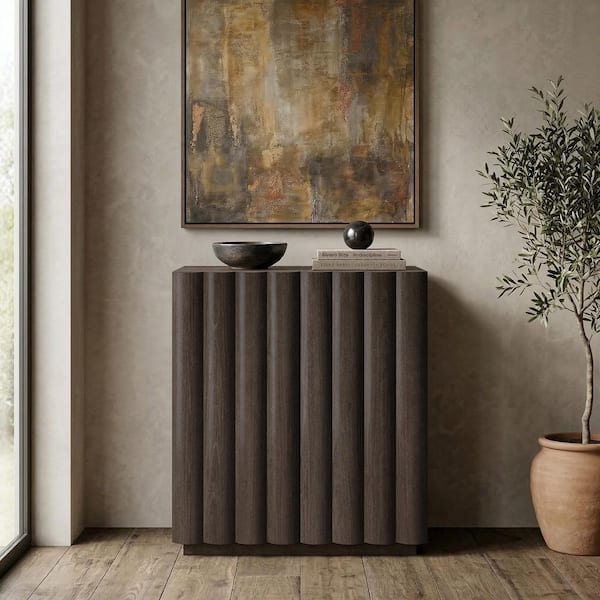 Molly 28 in. Brown Oak Rectangular Accent Cabinet