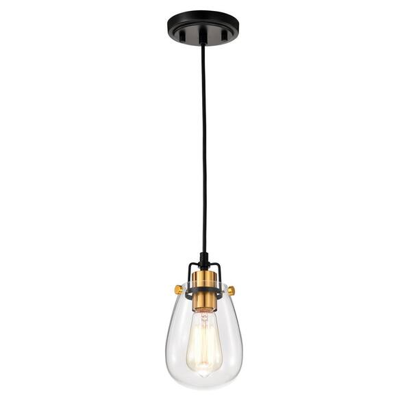 Edvivi Ontario 1-Light Black and Antique Gold Mini Pendant Light