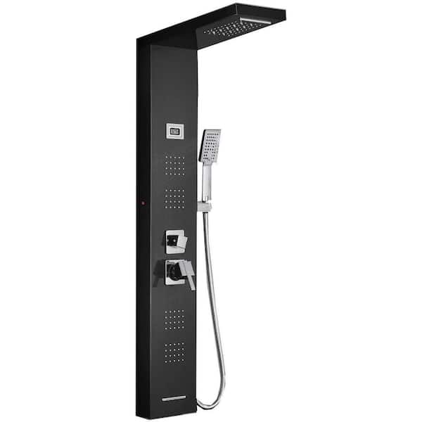 Unbranded Roxy 10.31 in. W 3 Jet Shower Tower in Black-Chrome 16GS-36260