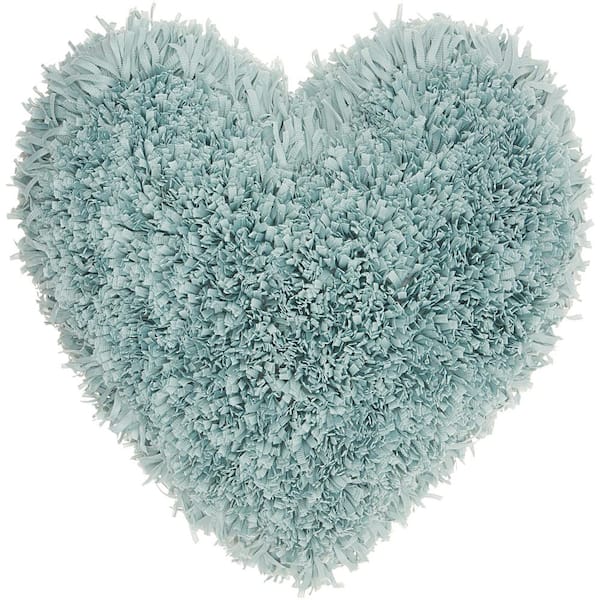 Nourison Shaggy Heart Celadon Shag 18 in. x 18 in. Throw Pillow