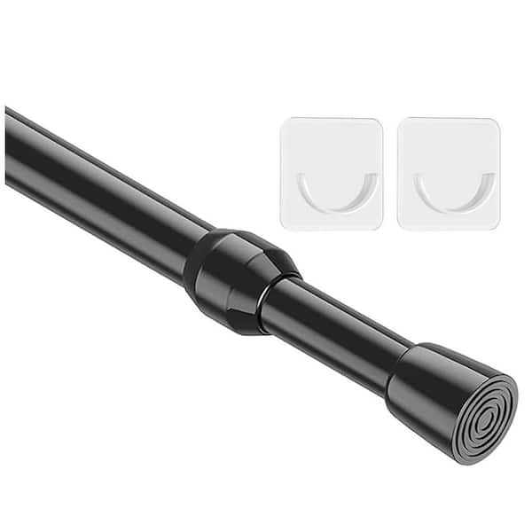 1-Pack Adjustable Spring Tension, 0.80 in. W x 17.20 in. L, Black, for Kitchen, Bathroom, Closet, Shower Curtain Liner