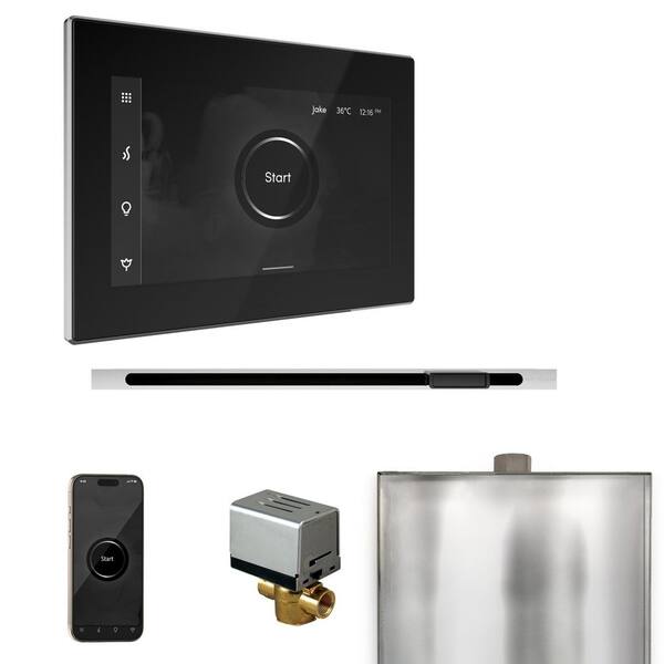 XButler Steam Shower Control Package with iSteamX Control and Linear Steamhead in Black Polished Chrome