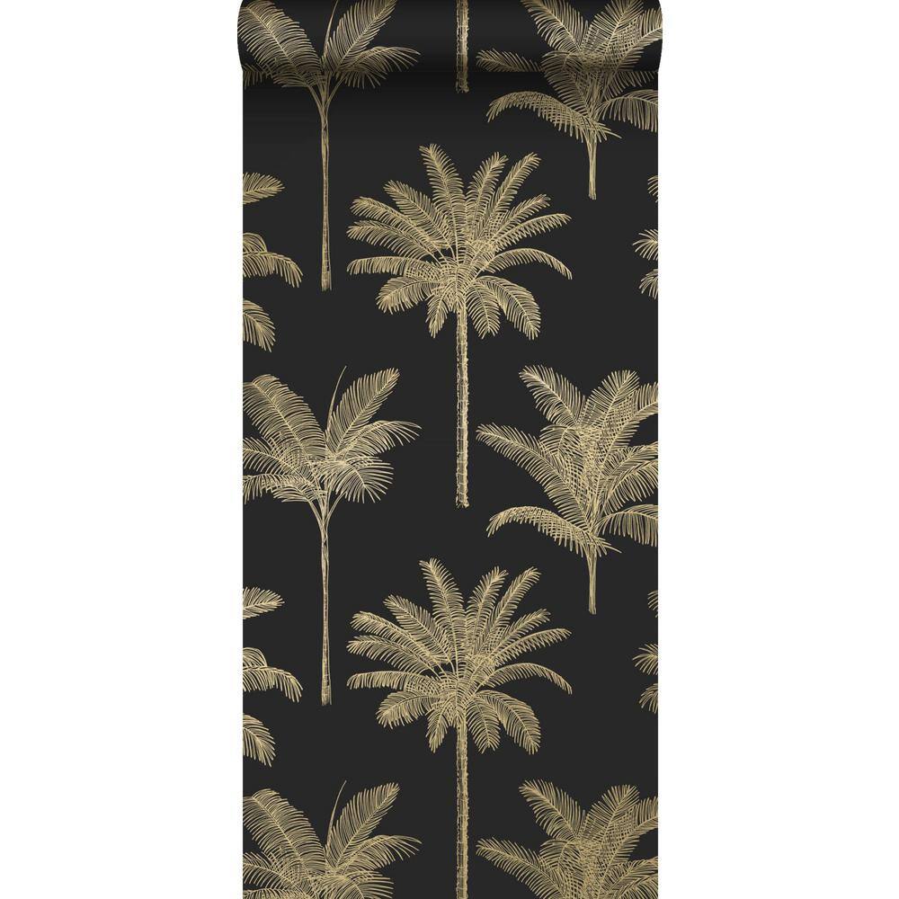 Taj Black and Gold Palm Trees Non-Woven Wallpaper