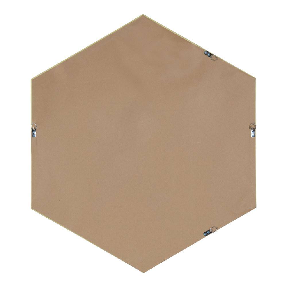 Walnut Brown Hexagon Wall Mirror with Wood Frame