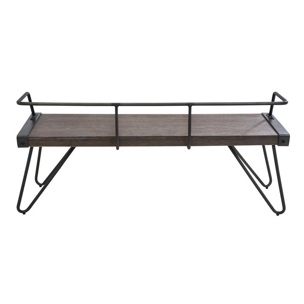 Stefani Slim Frame 51'' Walnut Antique Metal Entryway Bench
