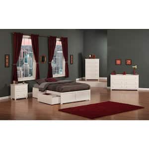 Concord White Full Platform Bed with Flat Panel Foot Board and 2-Urban Bed Drawers