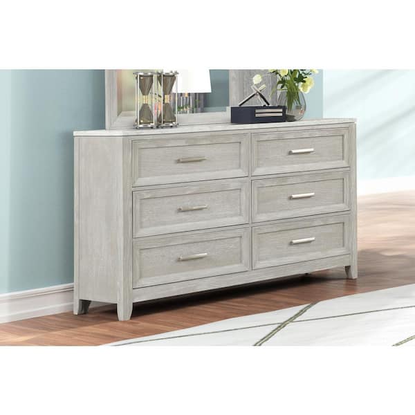 NEW CLASSIC HOME FURNISHINGS New Classic Furniture Fiona Mist Gray 6-drawer  65 in. Dresser B2442-050 - The Home Depot