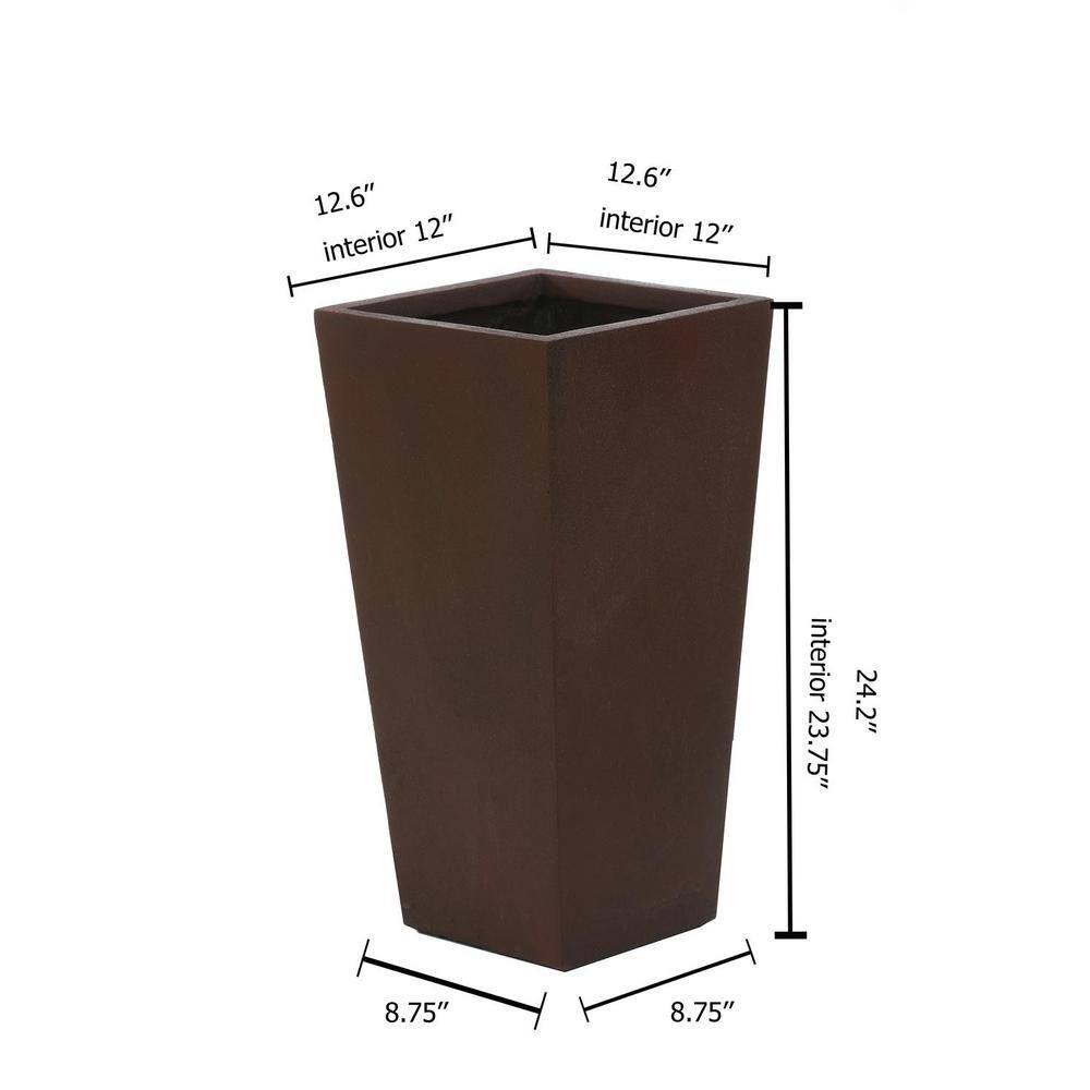 Rustic Brown Tall Square Tapered Planter