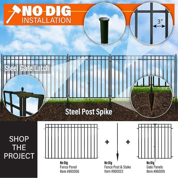 FORGERIGHT Heritage 60.6 in. H 3-Rail Steel Fence Post 860022