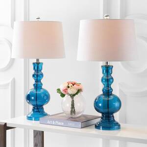Genie 28.5 in. Night Blue Glass Table Lamp (Set of 2)
