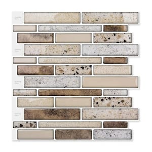 12 in. x 12 in. Browm Peel and Stick Backsplash Tiles for Kitchen (20-Pack/20 sq. ft )