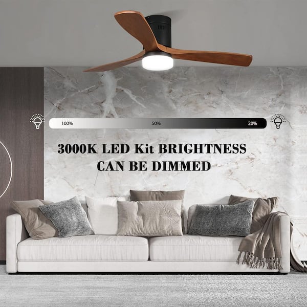 Topeka Low Profile Smart Ceiling Fan with LED Light and Remote 52 inch