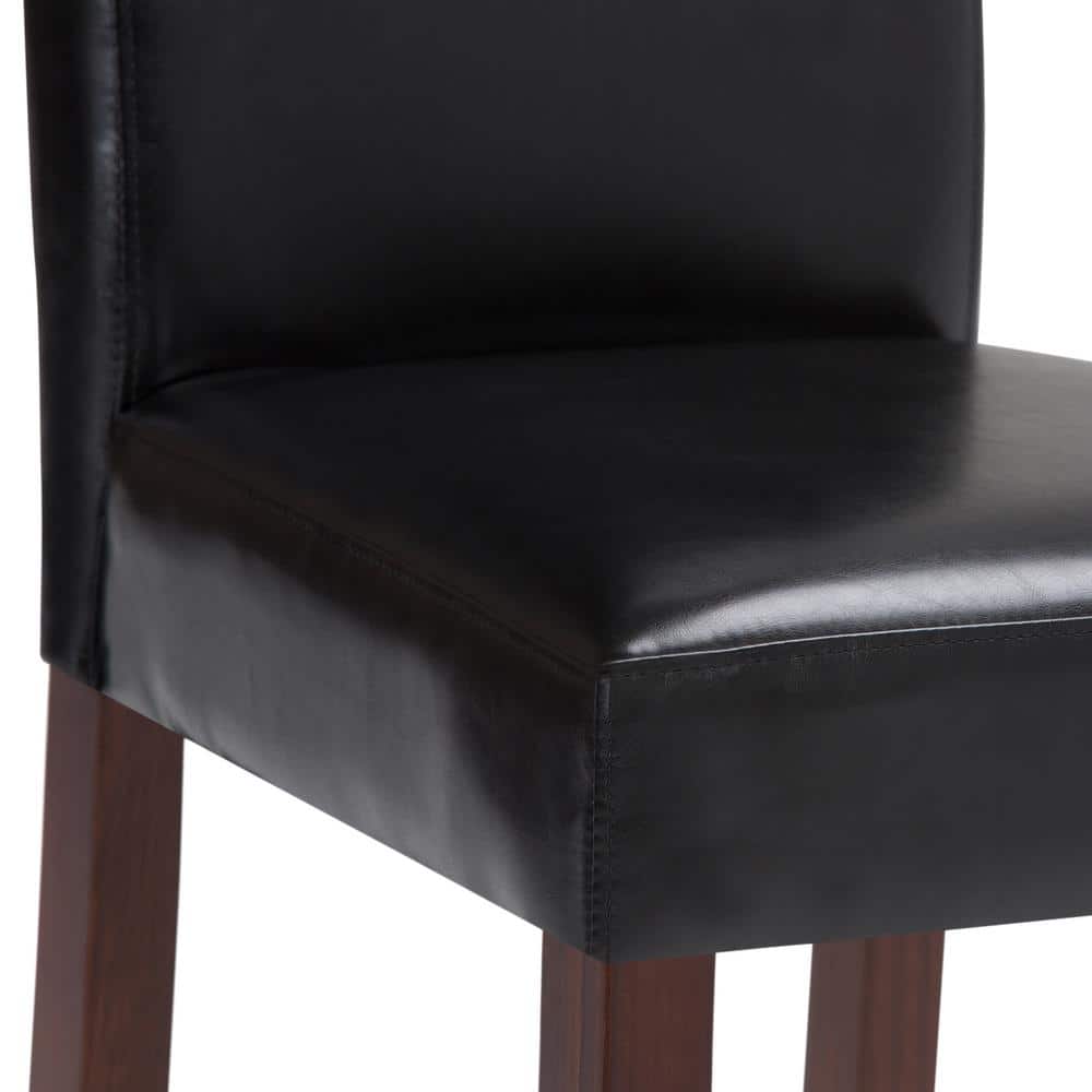 Acadian Midnight Black Faux Leather Upholstered Parsons Side Chair