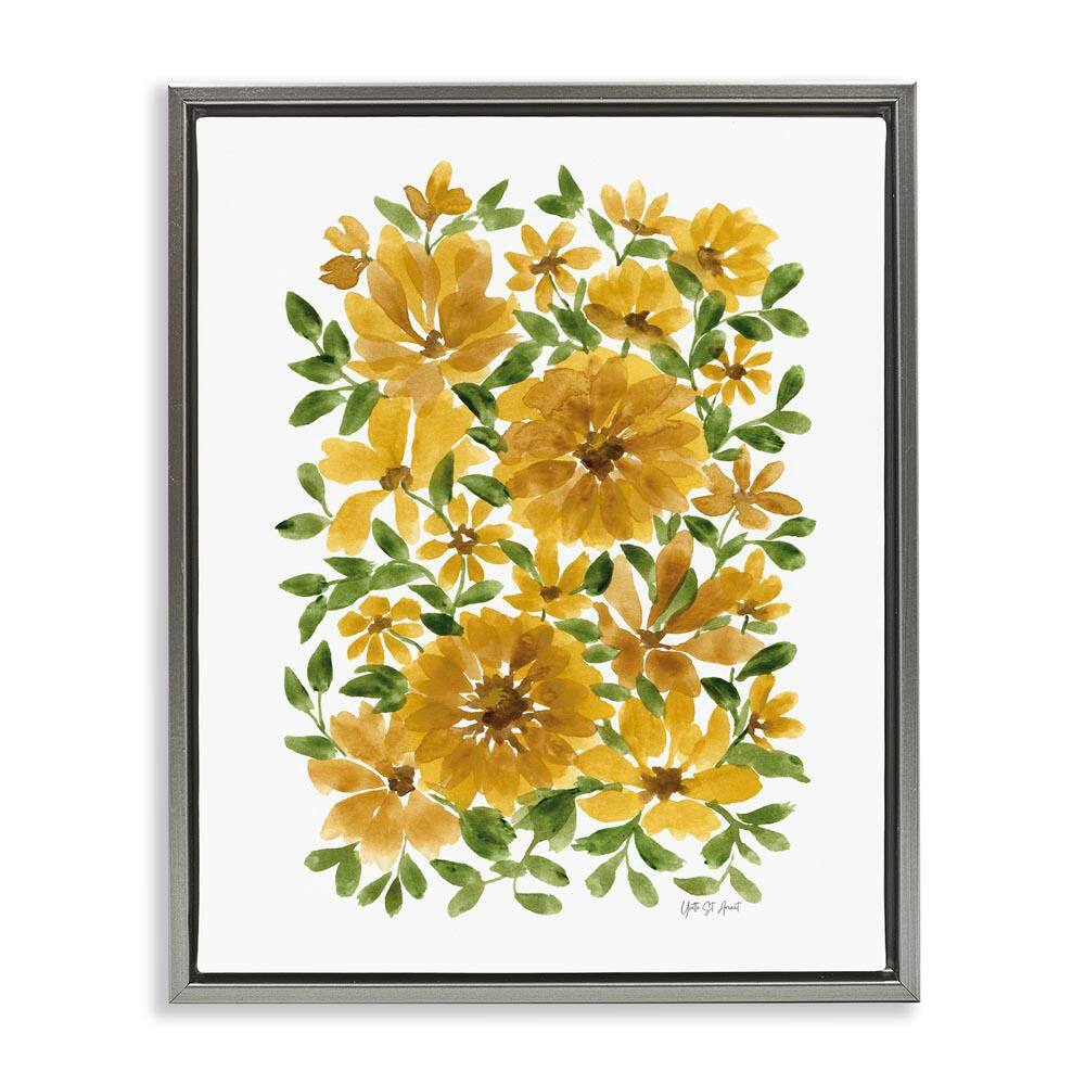Scattered Sunflower Blooms by Yvette St. Amant Gray Floater Frame Nature Graphic Art Print 21 in. x 17 in. price history on PriceWatchPro