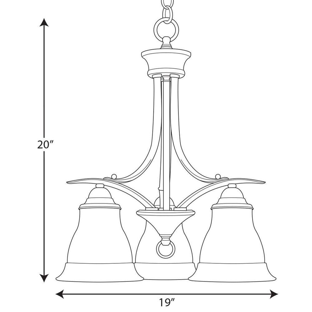 Trinity Brushed Nickel Mini 3-Light Chandelier with Etched Glass Shades