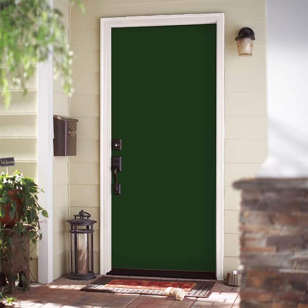 Masonite 32 in. x 80 in. Flush Right-Hand Inswing Conifer Painted