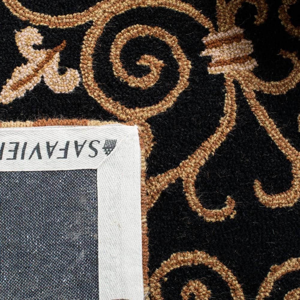 Handmade Black Floral Wool 6' x 9' Tufted Rug