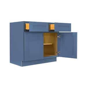Lancaster Blue Plywood Shaker Stock Assembled Base Kitchen Cabinet 42 in. W x 34.5 in. D H x 24 in. D