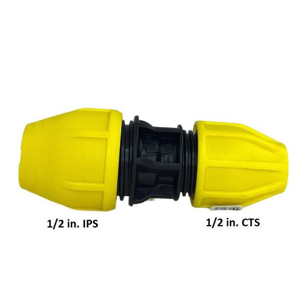 HOME-FLEX 1/2 in. IPS DR 9.3 to 1/2 in. CTS Underground Yellow Poly Gas Pipe Adapter