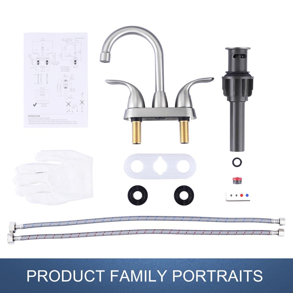 Brushed Nickel Double Handle High Arc Bathroom Faucet