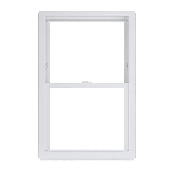 American Craftsman 27.75 in. x 37.25 in. 50 Series White Double Hung Low-E Argon Glass Vinyl Replacement Window, Screen Incl