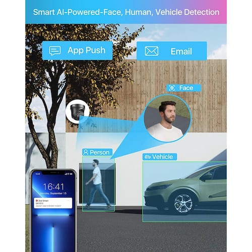 4K UHD 8-Channel 2TB PoE NVR Security Camera System with 8 8MP Wired Black Spotlight Cameras, Person Vehicle Detection ZOSI Security Camera Systems