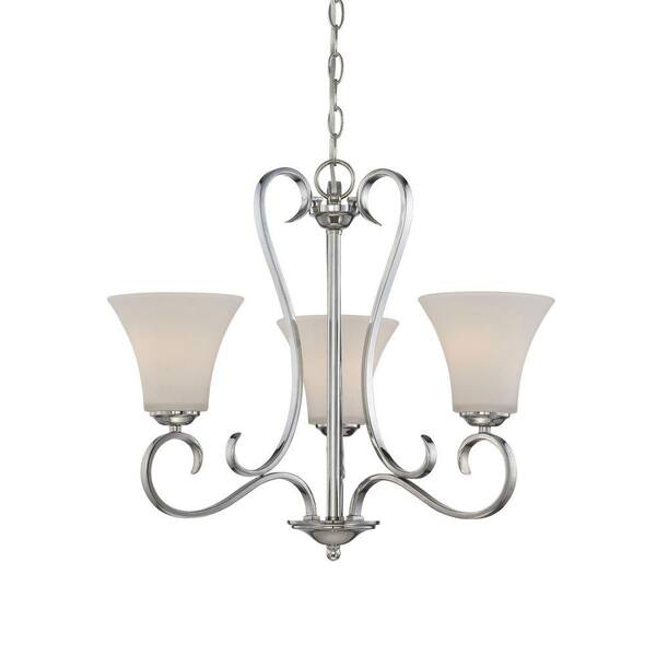 Millennium Lighting Fair Lane 3-Light Chrome Chandelier with Etched White Glass