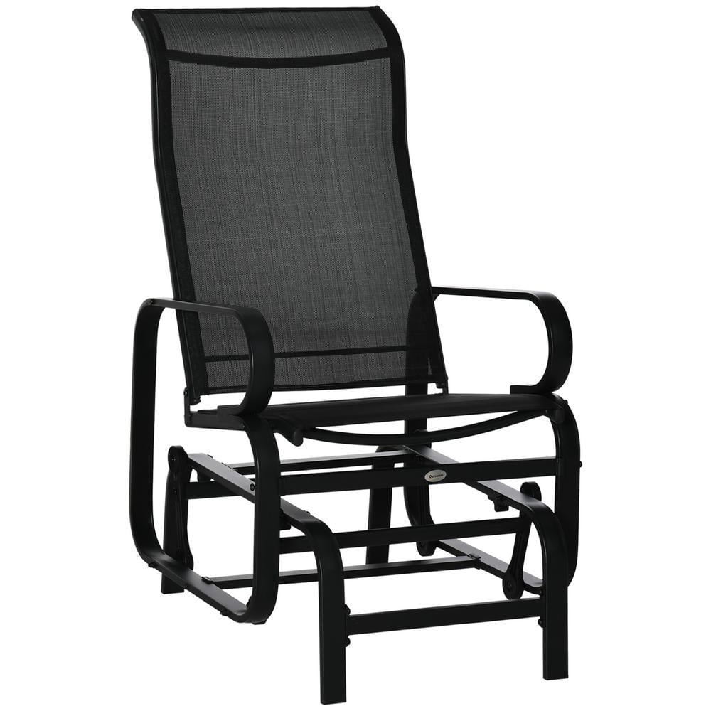 Black Metal Outdoor Lounge Chair for Outside Patio with Rocking Mechanism