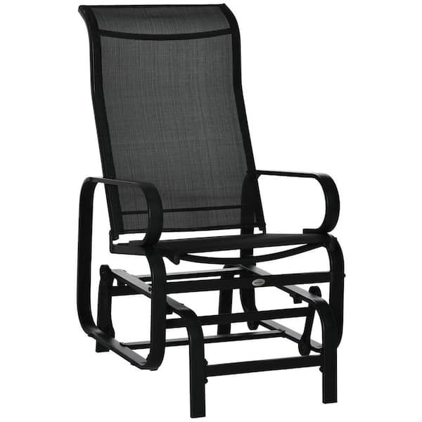 Unbranded Black Metal Outdoor Lounge Chair for Outside Patio with Rocking Mechanism