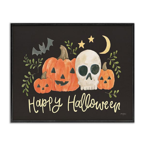 Stupell Industries Whimsical Happy Halloween by Jenaya Jackson 1-Piece Framed Graphic Print Typography Poster Art Print 14 in. x 11 in.