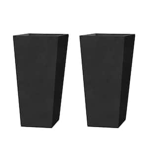 KANTE 16 in. Tall Charcoal Lightweight Concrete Square Modern Outdoor ...