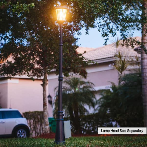 Decorative Cast Aluminum 3 in. Fitter 79 in. Outdoor Weather Resistant Black Solar Lamp Post Pole