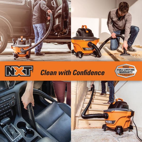 RIDGID 6 Gallon 3.5 Peak HP NXT Shop Vac Wet Dry Vacuum with Filter, Hose, Wands, Utility Nozzle and Car Cleaning Kit