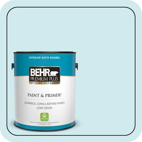 BEHR PREMIUM PLUS 1 gal. #510A-2 Salty Tear Satin Enamel Low Odor Interior Paint & Primer