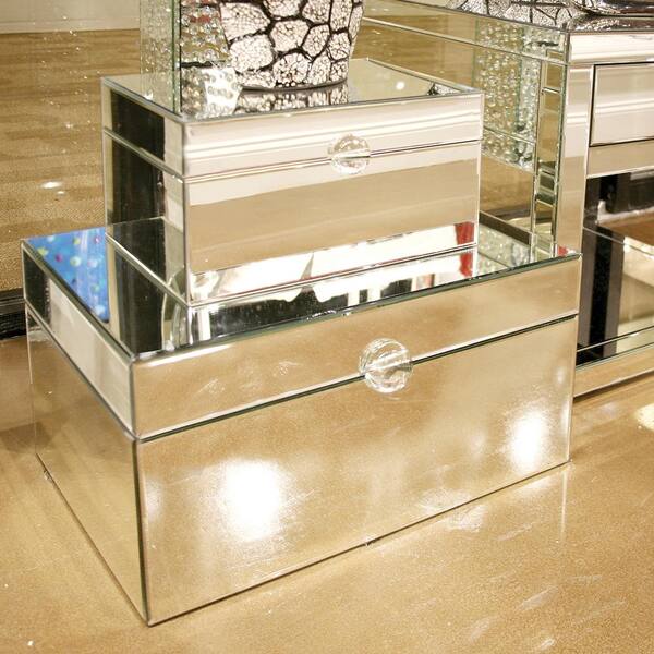 Howard Elliott Collection Large Clear Mirrored Decorative Box with Acrylic Handle
