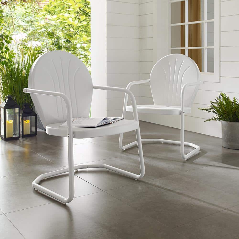 Griffith Vintage White Powder-Coated Steel Outdoor Chair