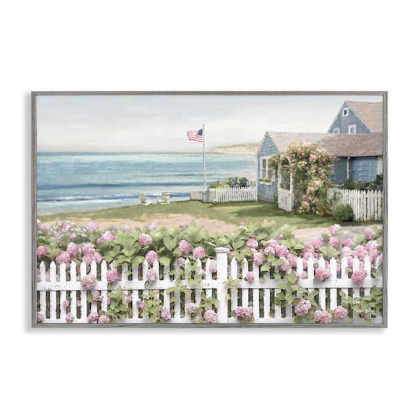 Stupell Industries Coastal Bay Cottage by Amber Sterling Gray Framed Nature Giclee Art Print 16 in. x 24 in.
