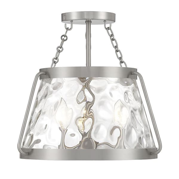 Savoy House Crawford 15 in. 3-Light Satin Nickel Semi-Flush Mount