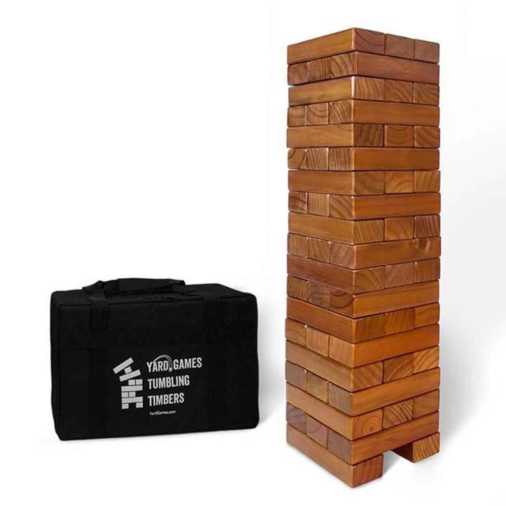 Stained Wood Block Stacking Game with Case